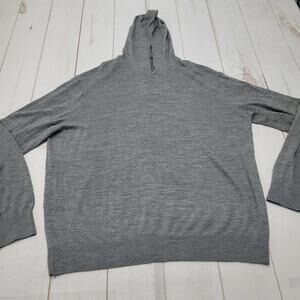 Van Heusen merino wool knit pullover hoodie gray minimalist capsule XXL